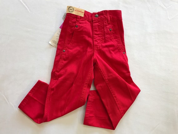 Vintage Girls LEE Red Denim Pants 80s 90s Made in… - image 1