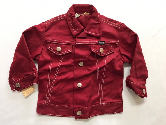 70s Lil Wrangler Kids Red Denim Jacket Western Cowboy Retro 70s Lil Wrangler Kids Red Denim Jacket Western Cowboy Retro