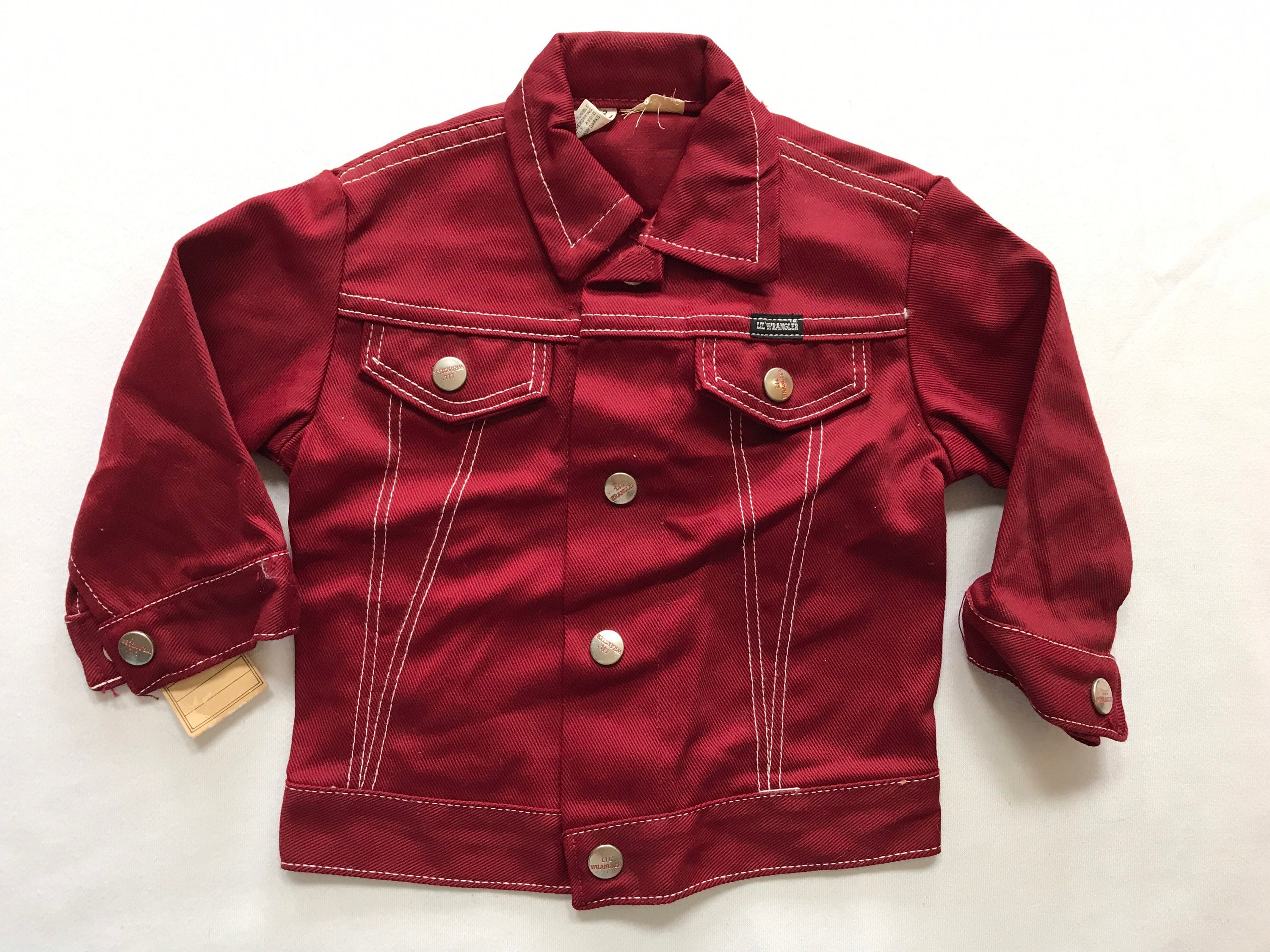 70s Lil Wrangler Kids Red Denim Jacket Western Cowboy Retro 70s Lil Wrangler Kids Red Denim Jacket Western Cowboy Retro