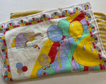 Handmade Rainbow Baby Blanket 80s Kids Babies Crib Blankie Nostalgic Quilt