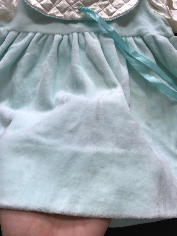 Baby Girls Blue Velour Satin Pretty Dress Vintage… - image 3