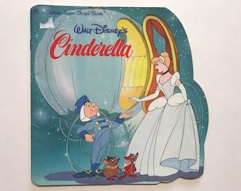 1987 Cinderella Disney Kids Picture Story Book Paper Ephemera Reading Bedtime Golden Super Shape Book