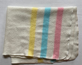 Vintage Pastel Baby Blanket Striped Crib Blankie Nostalgic Canada Soft Acrylic