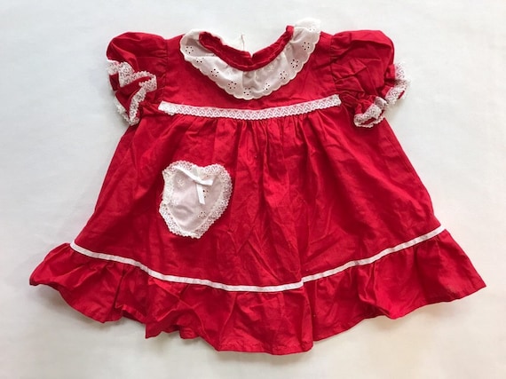 Baby Girls Red Valentines Day Pretty Dress Vintag… - image 1