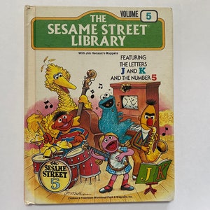 1970s The Sesame Street Library Book 5 Muppets Jim Henson Kids Hard Cover Reading Story Letters J and K Number 5