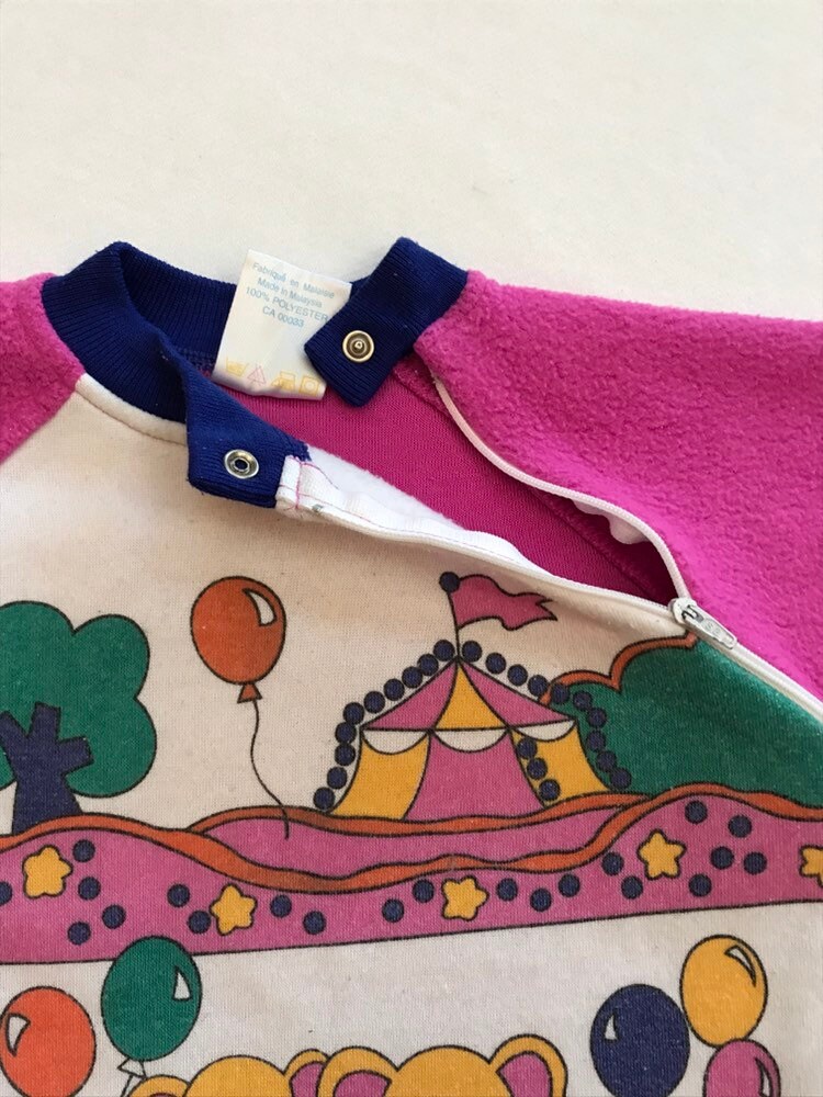 Retro 80s Kids ééndelig pyjama Romper roze peuter baby nachtkleding zip omhoog olifanten blauw roze kleding Kleding Meisjeskleding Pyjamas & Badjassen Pyjama Rompers en onesies 