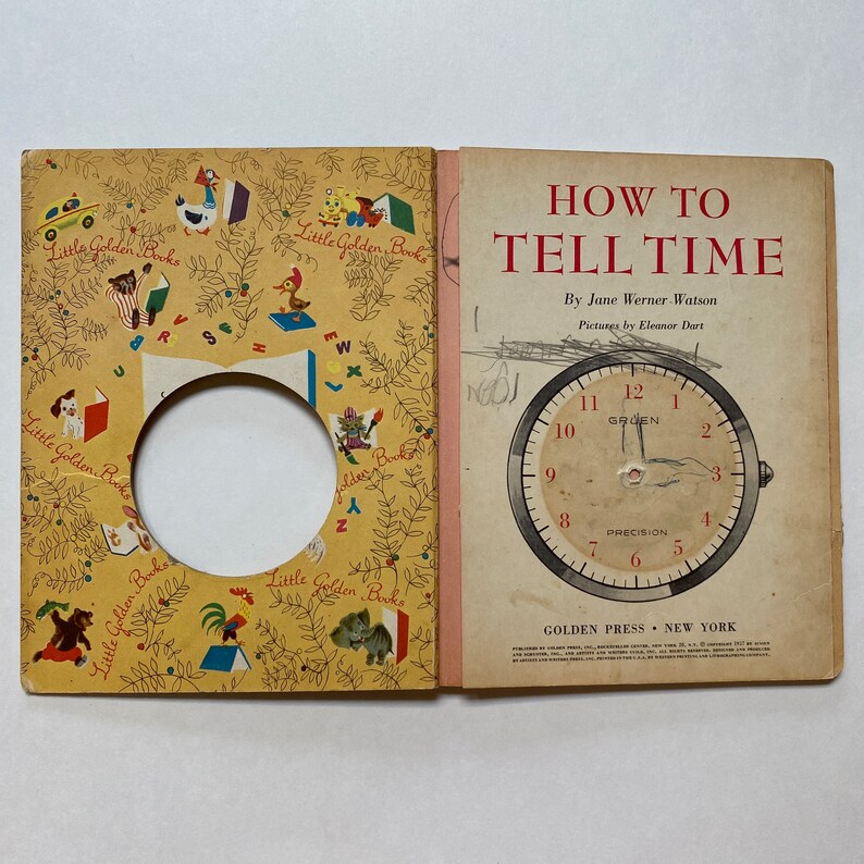 1957 How to Tell Time Little Golden Activity Book DAMAGED - Etsy