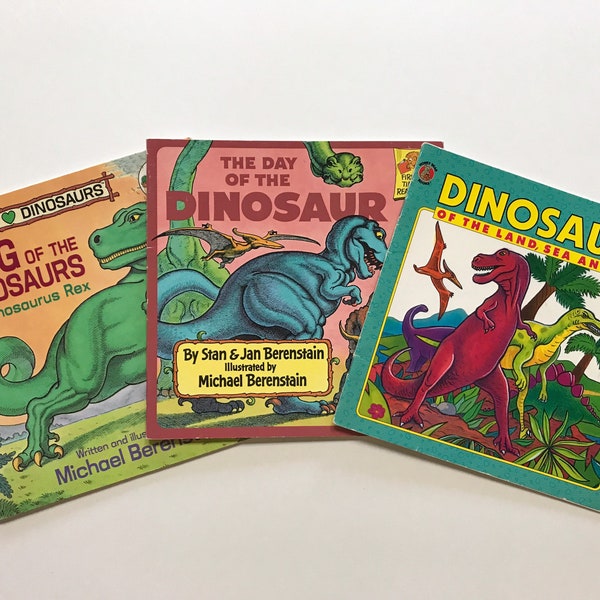 Vintage Dinosaur Books Golden Look Look Book for Kids Children Soft Cover Storybook Berenstain Lot of 3 Honey Bear Books