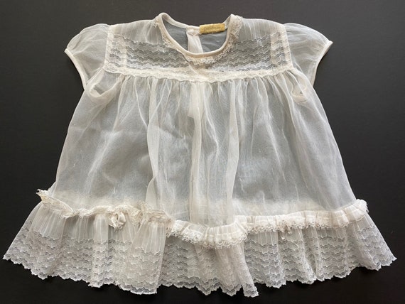 Baby Girls Sheer Dress Vintage Cute White Babies … - image 1