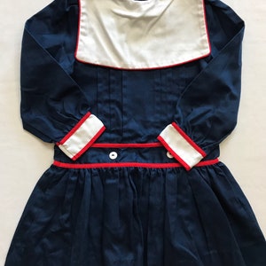 Vintage Girls Size 4T Sailor Style Dress Blue Red White USA America Made Cute Children Kids image 2