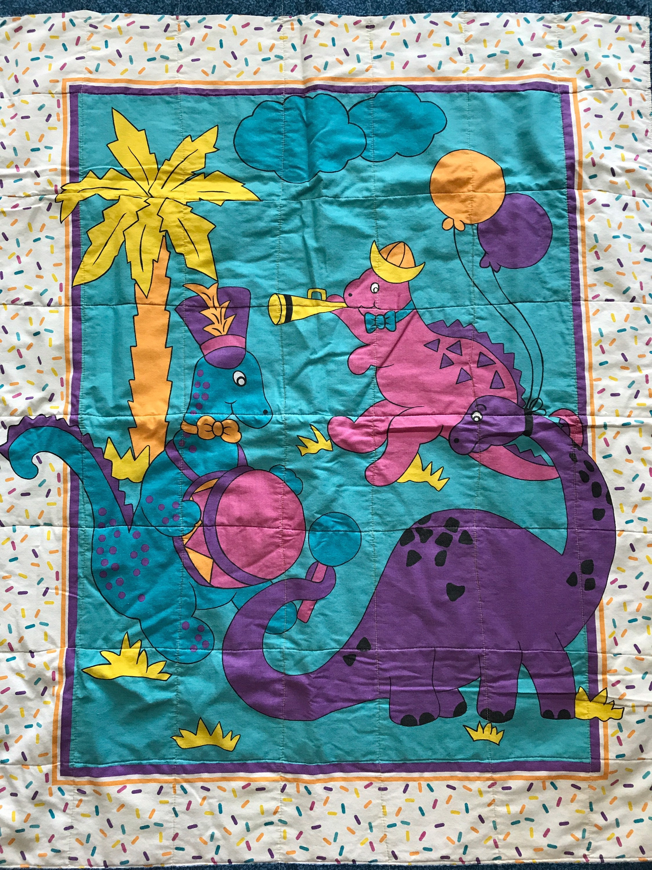 Handmade Baby Blanket with Dinosaurs 80s 90s Kids Babies Crib Etsy