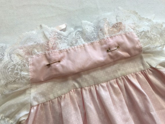 Baby Girls Pink Dress Vintage 80s Cute Pastel Ado… - image 6