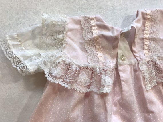 Baby Girls Pink Dress Vintage 80s Cute Pastel Ado… - image 4