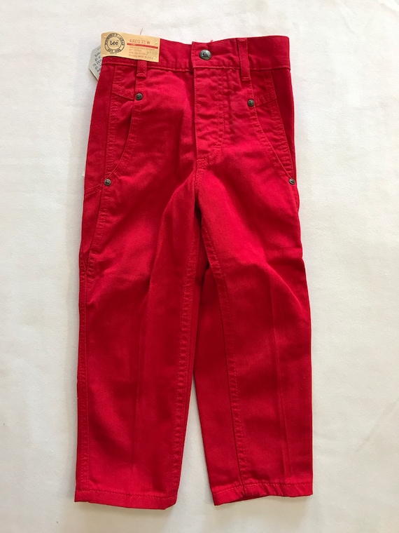 Vintage Girls LEE Red Denim Pants 80s 90s Made in… - image 2