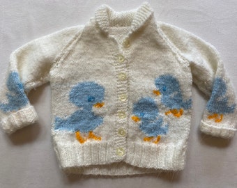 Babies Knit Duck Sweater Vintage Handmade Adorable