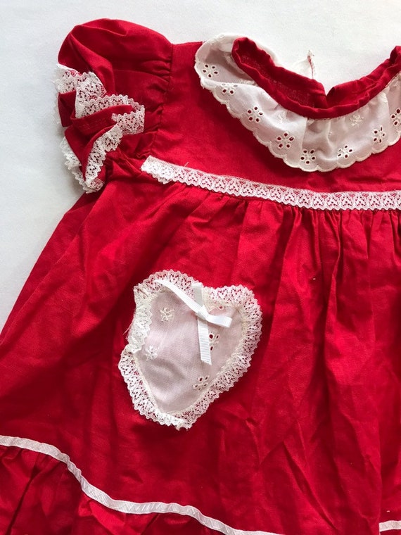 Baby Girls Red Valentines Day Pretty Dress Vintag… - image 4