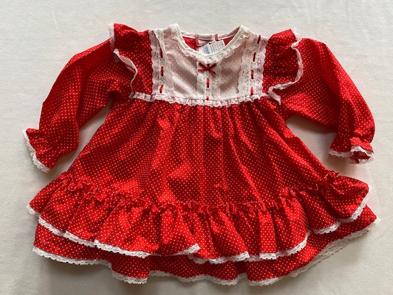 Baby Girls Red Dots Valentines Day Pretty Dress V… - image 1