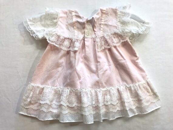 Baby Girls Pink Dress Vintage 80s Cute Pastel Ado… - image 3