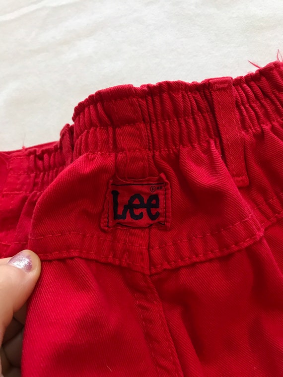 Vintage Girls LEE Red Denim Pants 80s 90s Made in… - image 5