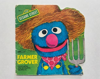 1977 Sesame Street Farmer Grover Golden Shape Book 70s Kids Children Retro Jim Hensons Muppets