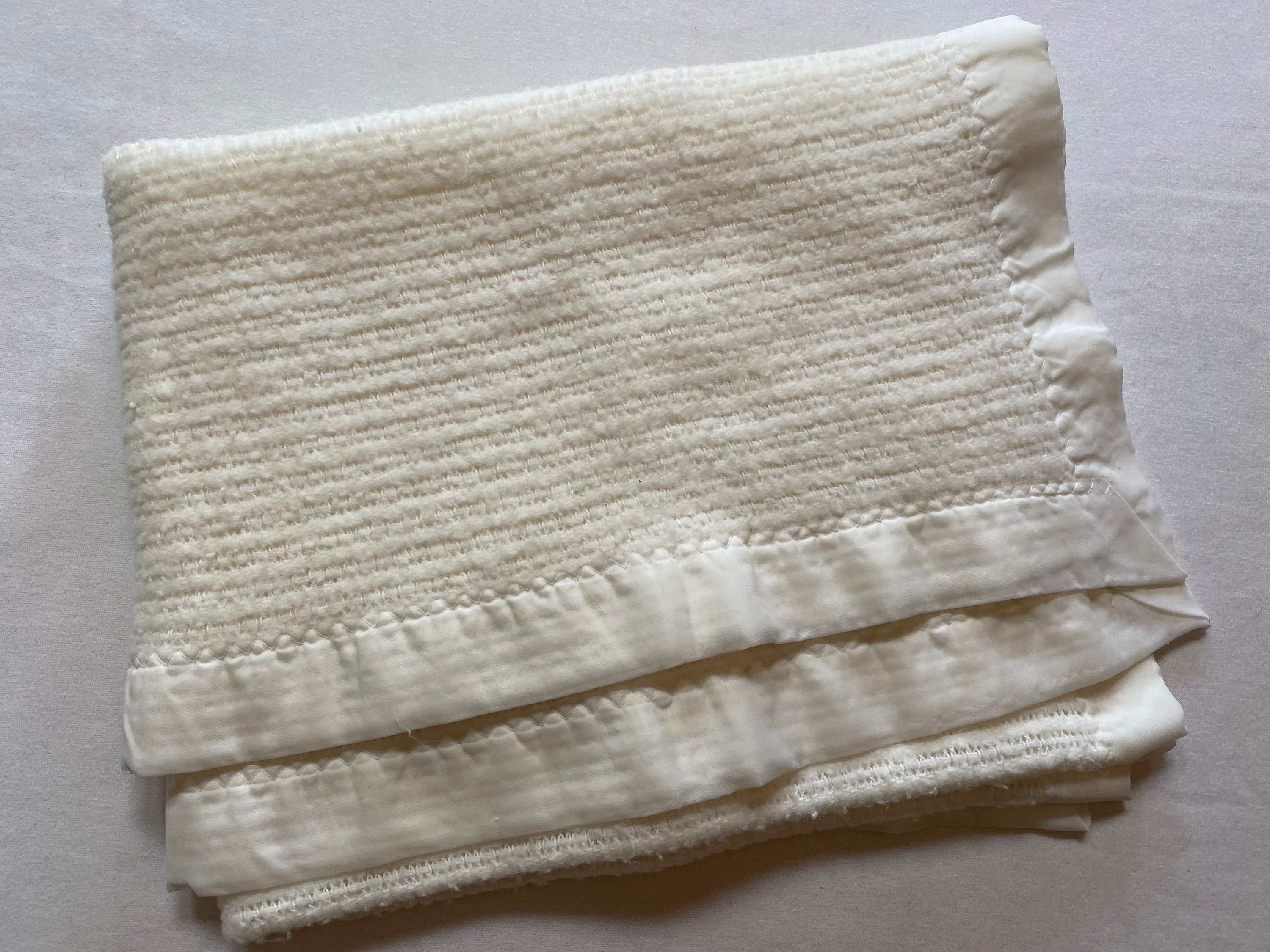 Waffle knit baby blanket with satin trim sale