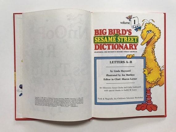 1981 Big Birds Sesame Street Dictionary Volume 1 Book Kids
