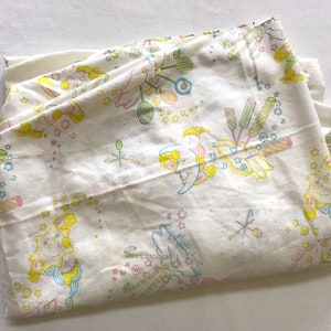 Vintage Fitted Crib Sheet Pastel Babies Baby Toddler Bedding Linens Character / Cute Animals and Candy Print