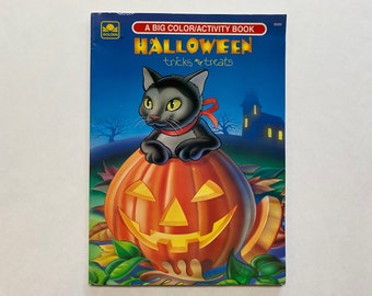 1994 Halloween Tricks and Treats Coloring Book Kids Childrens Activity Book Big Golden