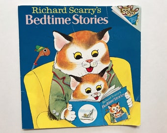 1989 Richard Scarry's Bedtime Stories Picture Story Book for Kids Children 80s Paper Ephemera Please Read to me Book