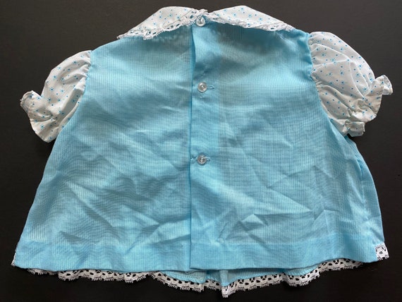 Baby Girls Pretty Dress and Bonnet Vintage 80s Cute Pastel Blue and White Adorable Newborn Babies Child Kids Catton Candy View 3