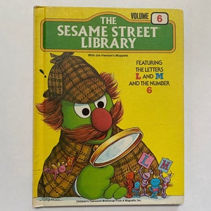 1970s The Sesame Street Library Book 6 Muppets Jim Henson Kids Hard Cover Reading Story Letters L and M Number 6