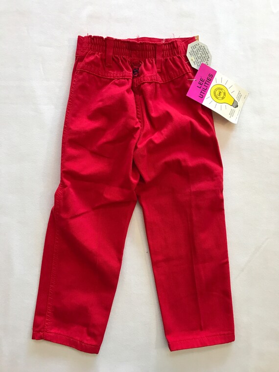 Vintage Girls LEE Red Denim Pants 80s 90s Made in… - image 3