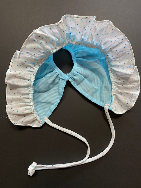Baby Girls Pretty Dress and Bonnet Vintage 80s Cute Pastel Blue and White Adorable Newborn Babies Child Kids Catton Candy View 6