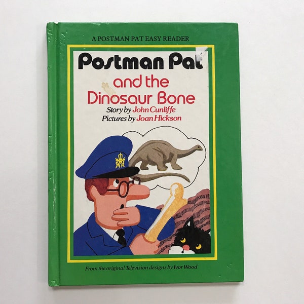 1988 Postman Pat and the Dinosaur Bone Easy Reader Hardcover Book 80s Kids Children Cute Reading Story