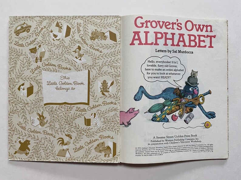 1978 Grovers Own Alphabet Little Golden Book Muppets Sesame Street Kids ...