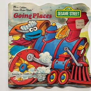 1988 Going Places Cookie Monster Golden Shape Book Muppets Sesame Street Kids Children Jim Henson