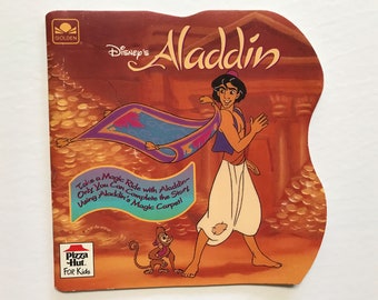 1992 Disney Aladdin Softcover Kids Book Golden Book Reading Story Children 90s Pizza Hut Decoder