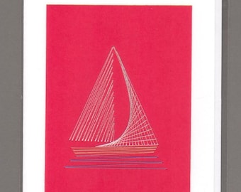 Sailboat Hand Stitched Card