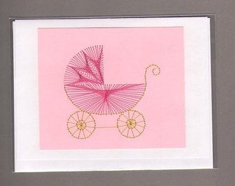New Baby Hand Stitched Card