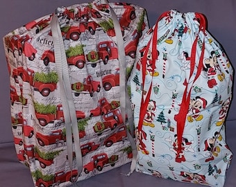 XLarge Jumbo Reusable Fabric Christmas Gift Bag / Christmas / Holiday / Fabric Gift Bag / Cookie Bag / Treat Bag / Eco-friendly / Green