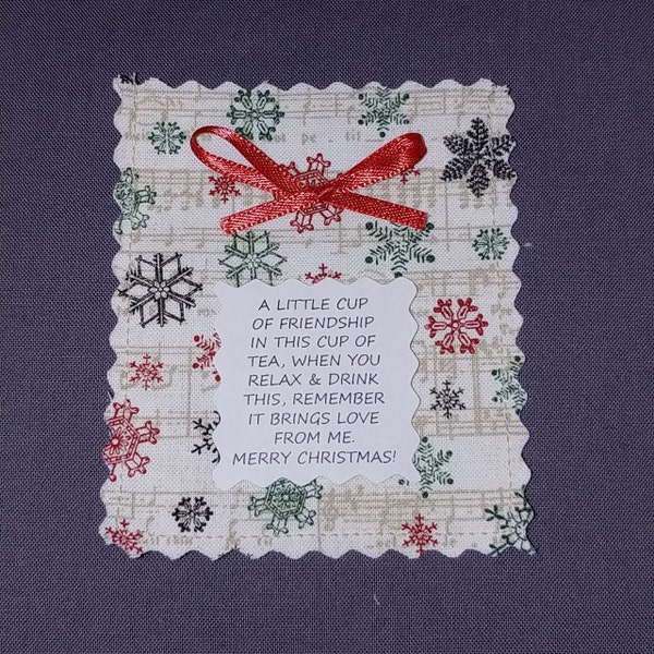 Christmas Friendship Tea Pouch, Poem & Tea Bag, Christmas greeting, Thinking of you, Free shipping