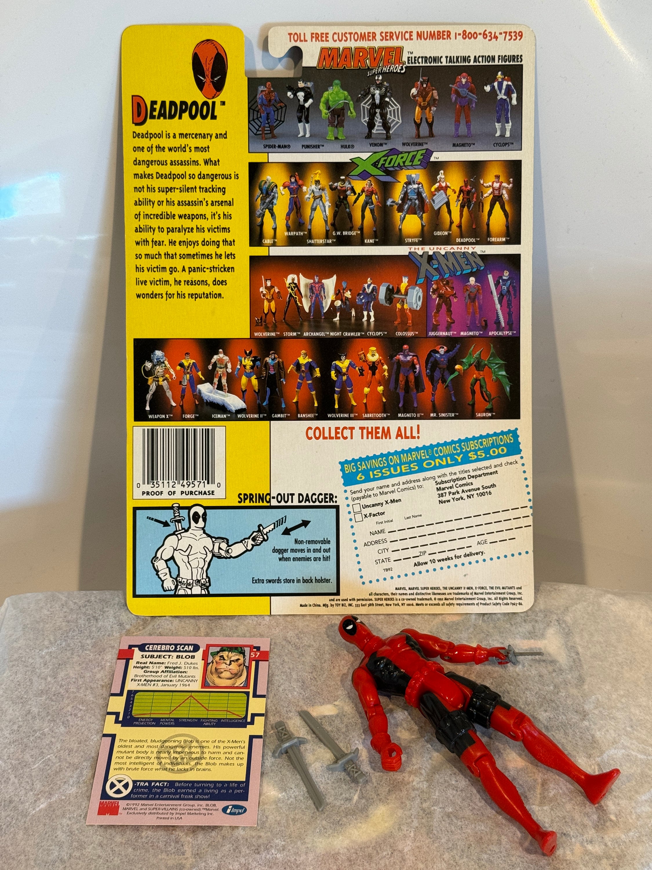 Deadpool - RARE No Arm Band - 1992 Marvel Toy Biz Action Figure