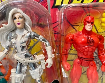 Spider-Man Sneak Attack Silver Sable & Spider-Man Web Force Daredevil - LOT OF 2 Action figures