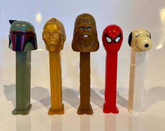 PEZ dispensers LOT of 5. Star Wars, Spider Man, Snoopy.