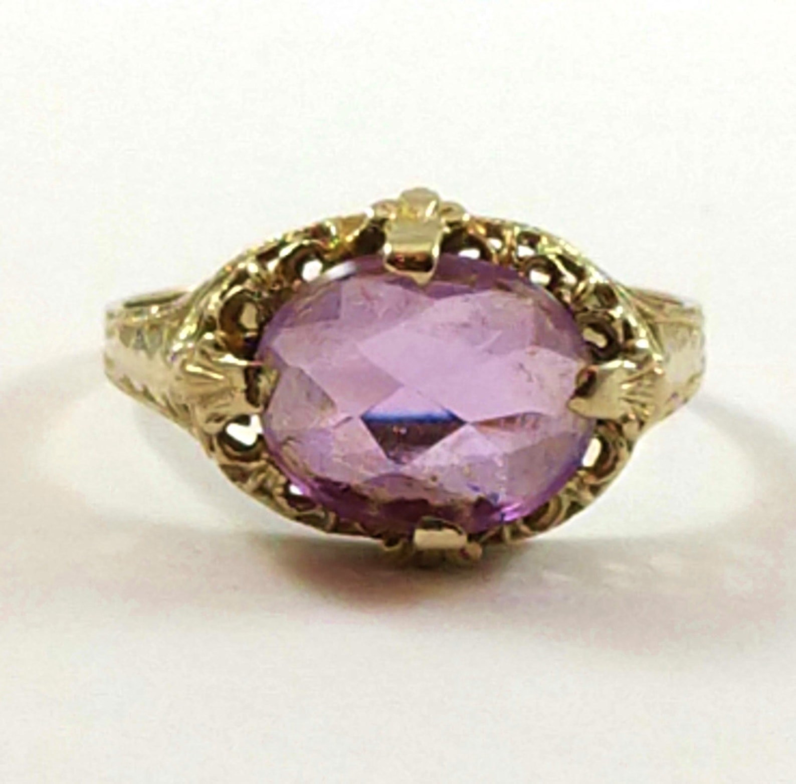 Art Deco Amethyst Ring in 14k Gold 1920's Etsy