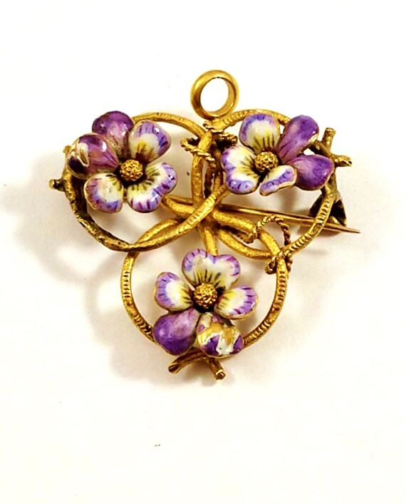 Antique Krementz Enamel Pendant, 1910's