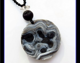 Yin-Yang Necklace * HERKIMER Crystal & Astral DRUZY Agate Necklace * Invoke the magic of Heaven on Earth * Nat. Color * Earth Magic necklace