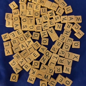 Small Scrabble Tile Set - Wooden - With 4 Plastic Racks