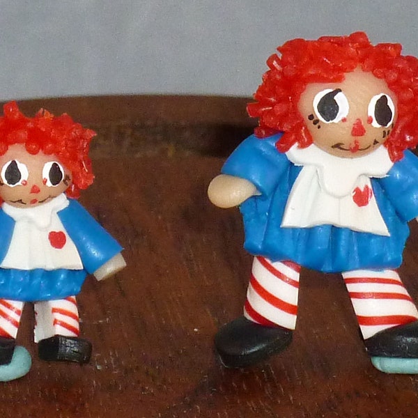 Miniature Raggedy Ann poupées, deux tailles