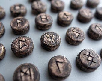 Ceramic Elder Futhark Rune Stone Set